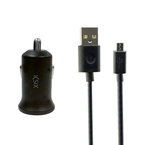 Ksix B1740CR3A - Cargador de Coche (USB 2 a y con Cable Micro USB), Color Negro