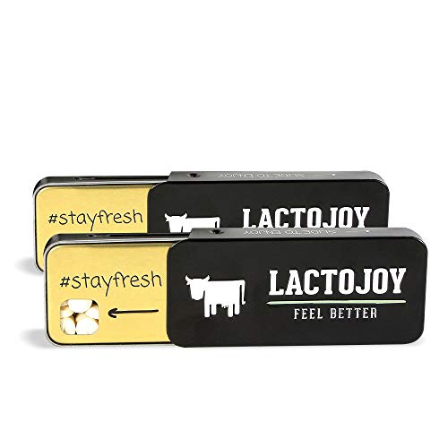 LactoJoy Pastillas de Lactasa 14.500 FCC I Tratamiento de Comprimidos para Intolerancia a la Lactosa I Digestión de la Leche, Queso I Capsulas de Enzimas Digestivas I Vegano I 2 x 80 Caps