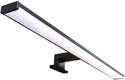 Lámpara de espejo LED para baño VEGA – 80 cm, 15 W, 1200 lm, 220 V, 4000 K, negro satinado aluminio, IP44 Clase II, no regulable, instalación de espejo o marco, aplique, luz cálida