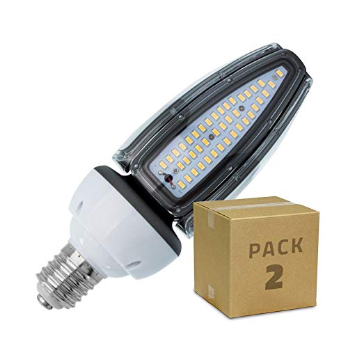 LEDKIA LIGHTING Pack Lámpara LED Alumbrado Público Corn E40 50W IP65 (2 un) Blanco Neutro 4500K - 5000K