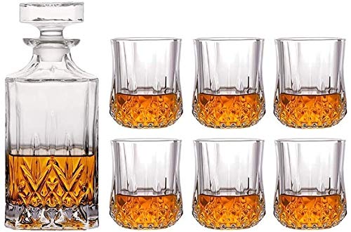 Licorera Casual Juego De Jarra De Whisky Transparente 700 Ml Vidrio De Cristal De Cristal Vidrio Vidrios Sin Plomo Conjunto De Barra Sin Plomo para Whisky Whisky MUMUJIN (Color : Default)