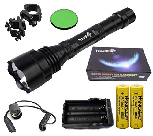 Linterna Trustfire TR-T1-1 Led CREE XML-T6-1 Modo, 1600 lm 2 baterias - 400 metros, especial caza, monterías, vigilancia Kit Nº3 (Kit completo de linterna)