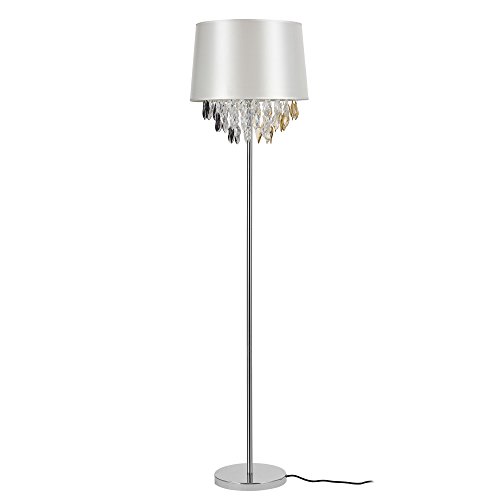 [lux.pro] Lámpara de pie - E27 / 60 W / 230 V - blanco-cromo 165cm - 40cm