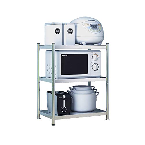 Lwieui Rack de Panadero de Cocina 3-Tier Metal Cocina Bastidores de Almacenamiento de microonda Standfor Estante de Especia Organizador Unidades de Estante de pie (Color : Silver, Size : 78x37x60cm)