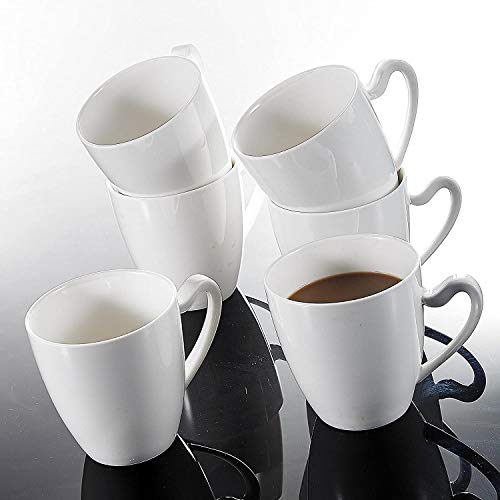 MALACASA, Serie Elvira, 6 Piezas Vajillas de Porcelana Juego de Vaso 5'' 380ml Vaso para Leche Vaso para Te Vaso para Caffe