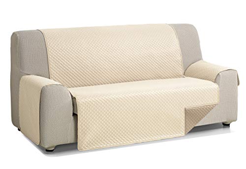 Martina Home Diamond Cubre Sofa Acolchado Reversible, Beige/Cuero, 2 Plazas