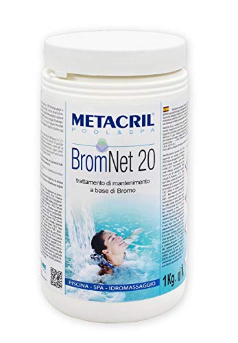 Metacril Brom Net 20 - Bromo de lenta lenta en pastillas de 20 g, para piscina e hidromasaje (Teuco, Jacuzzi, Dimhora, Intex, Bestway, etc.).