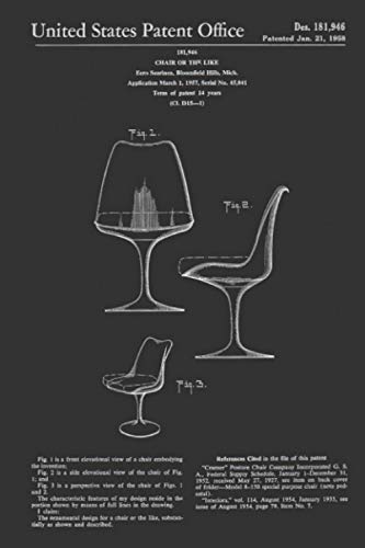Mid Century Modern Eero Saarinen Tulip Chair Patent Design Notebook: (110 Pages, Lined, 6 x 9)