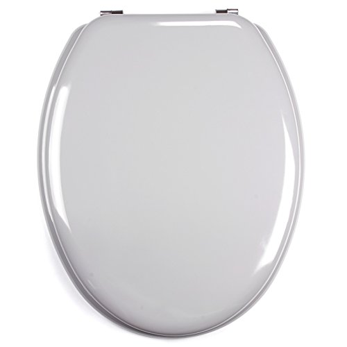 MSV 140016 WC-asiento, DM/acero inoxidable, 42,5 x 36,5 x 1,6 cm, gris