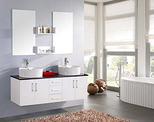 Muebles para baño Juego de muebles para cuarto de baño con espejo baño 150 cm mueble + 2 espejos + repisas + grifería