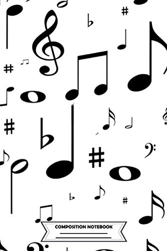 Music Notes Black Notebook: (110 Pages, Lined, 6 x 9)