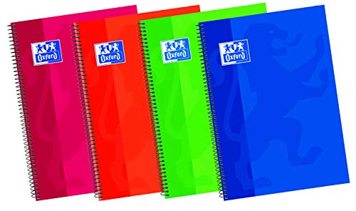 Oxford 100430151 Classic - Cuaderno espiral de tapa extradura A5, 80 Hojas, Colores surtidos, Formato 4º, Paquete de 5