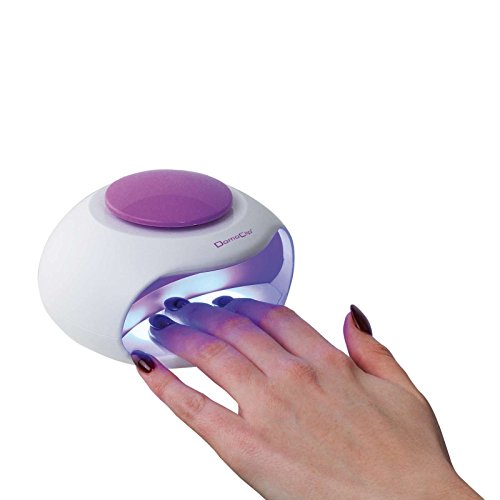 Secador de uñas eléctrico con ventilador, 3 lámparas led (secador de esmalte de uñas con aire, secador de uñas, color blanco y violeta)