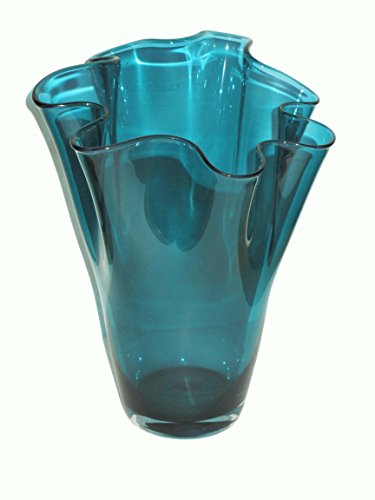 SIGNATURE HOME COLLECTION - Jarrón de Cristal soplado (21 x 21 x 30 cm), Color Turquesa