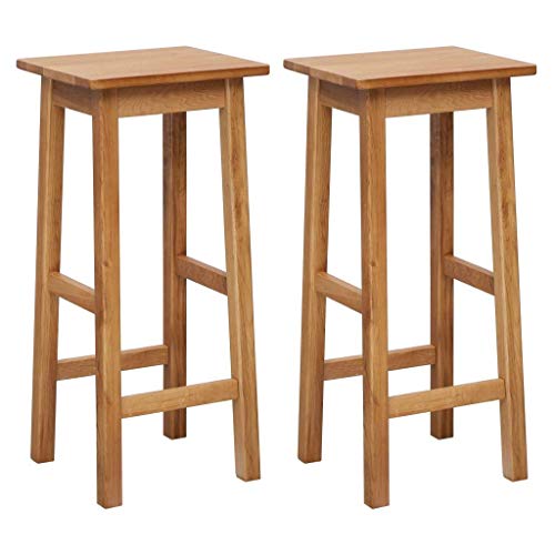 Sillas de Bar, taburetes de Comedor reakfast para Cocina, Isla, taburetes de Bar, 2 Piezas, 30x35x75 cm, Barra de Madera de Roble Macizo