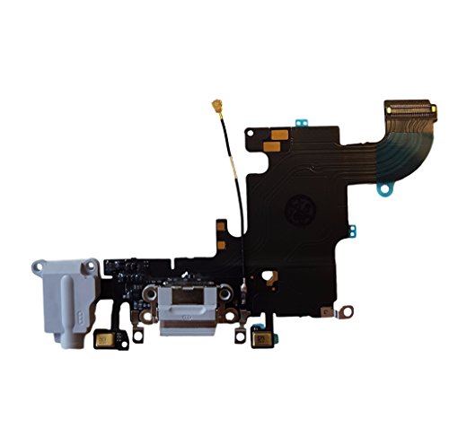 Smartex Conector de Carga de Repuesto Compatible con iPhone 6S Gris Claro – Dock de repeusto con Cable Flex, Altavoz, Antena, Micrófono y Conexión Botón de Inicio.