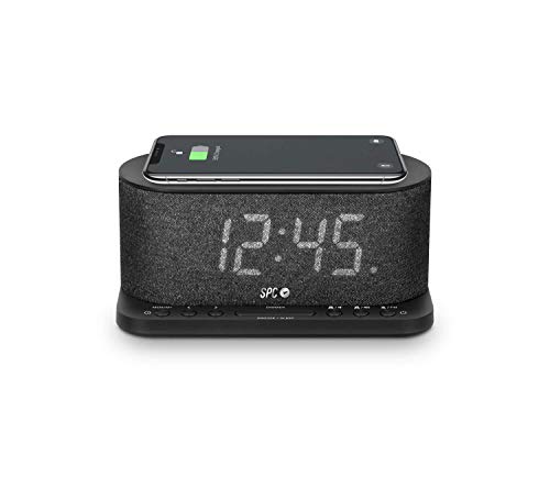 SPC Gisli Radio Despertador con tecnología Qi Wireless Charging, Carga tu Smartphone Mientras duermes