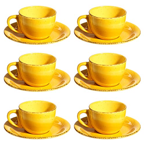 Taza de café de loza amarilla vintage para cocina Iris - LOLAhome