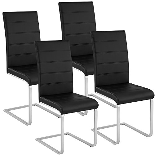 TecTake Set de sillas Cantilever de Comedor cantidades - (4X Negro | Nr. 402553)