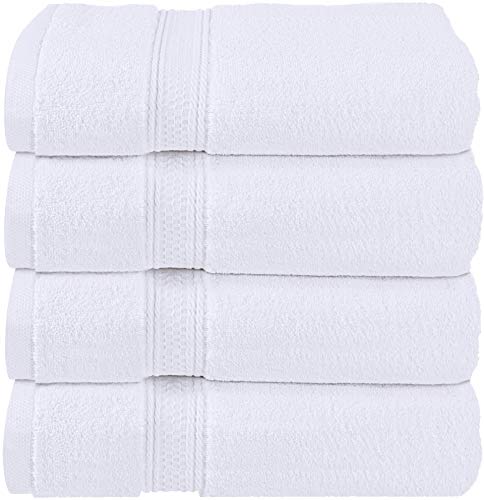 Utopia Towels - Conjunto de Toallas de baño (Paquete de 4, 69 x 137 cm) Toallas de algodón 100% Ring-Spun para Hotel y SPA, máxima suavidad y Altamente Absorbente (Blanco)