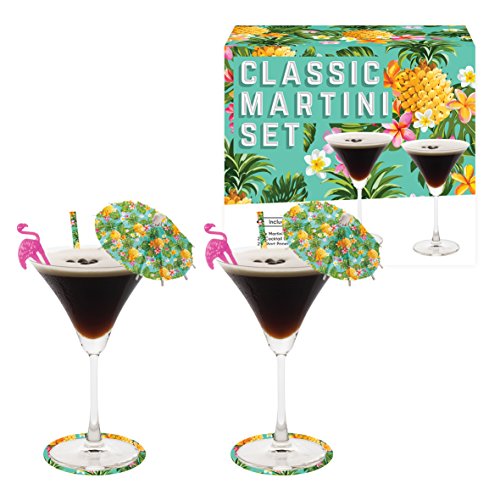Vintage Cocina Empresa Martini cóctel Regalo Juego de Copas, Transparente, Juego de 2