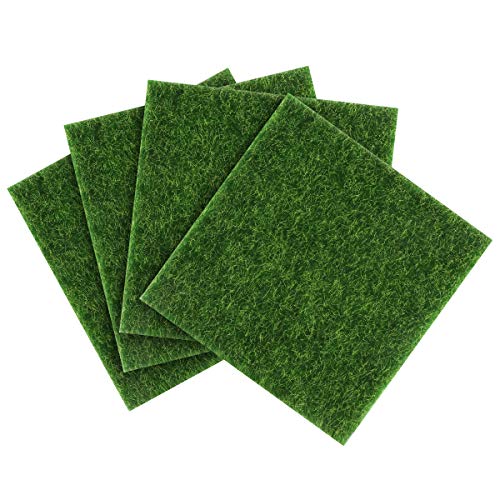 Vorcool - 4 piezas de hierba artificial para jardín decorativo en miniatura, 15 x 15 cm, simulación de hierba para crear casas de muñecas o jardines decorativos (color verde)