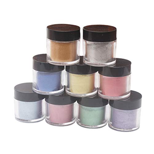 WE-WHLL 9 Unids/Set Pigmento de Mica Perlado Polvo de Perlas Resina UV Cristal Epoxi Artesanía DIY Fabricación de Joyas Slime Tonificación Color Resaltado Brillo