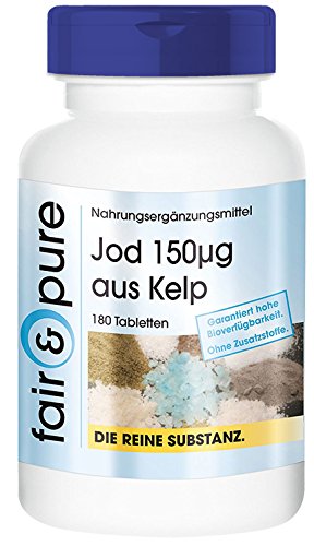 Yodo 150µg - Suplemento de Yodo natural - Procedente de Alga Kelp - Fucus vesiculosus - Vegano - Alta pureza - 180 Comprimidos