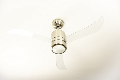 AireRyder Loft ventilador de techo con luz y mando a distancia, carcasa en níquel satinado, aspas transparentes, 112 cm
