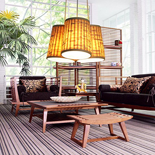 AMZH 3 Cabezas de bambú Natural lámparas de Estilo del sudeste asiático Hecho a Mano de bambú Trenzado candelabros Simple Comedor Moderno Dormitorio Sala de Techo luz de Techo
