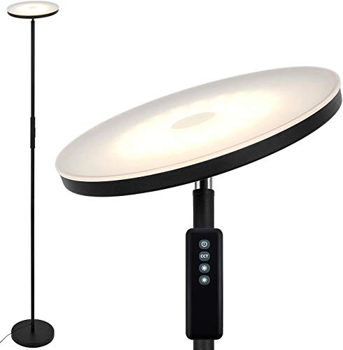 Anten Stjarna | Lámpara de pie 20W con mando a distancia | Negra | Regulable + 3 colores de luz | Lámpara Moderna como luz de ambiente para el salón/oficina.