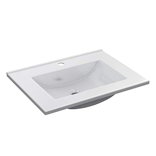 ARKITMOBEL 305921O - Lavabo PMMA Color Blanco, Pila lavamanos Rectangular baño, Medidas: 61,5 cm (Largo) x 18 cm (Alto) x 46 cm (Fondo)