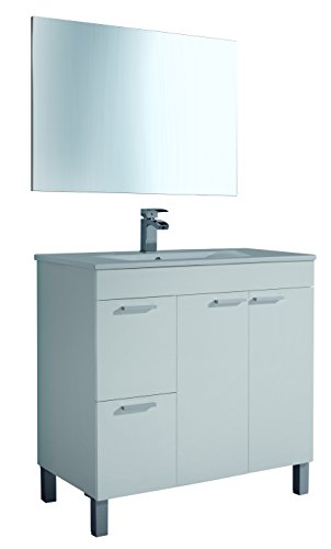 Artikmobel 305450BO - Mueble de baño Aktiva con 2 puertas y espejo, Blanco Brillo, 80x 80x 45 cm