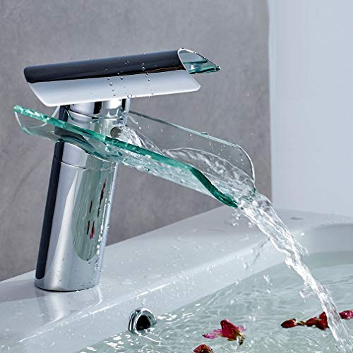 Auralum - Grifo de lavabo para agua fría y caliente, diseño elegante, grifo monomando para baño y cocina