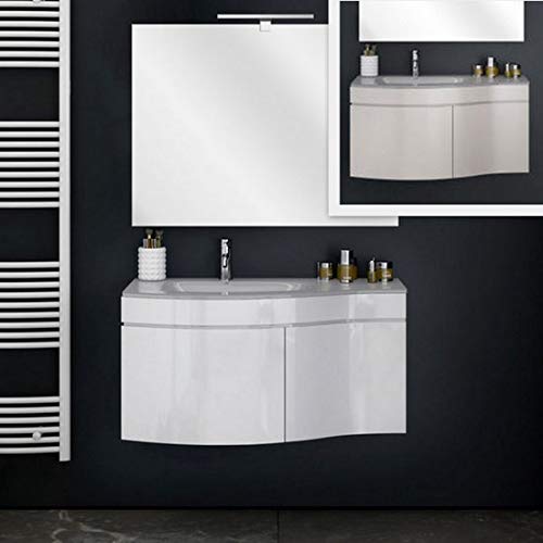Bagno Italia Mueble de baño Italia de 2 colores gris o blanco de 80 cm suspendido con lavabo de cristal espejo incluido de Bagno Italia