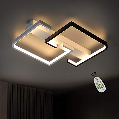 CBJKTX plafón LED plafón regulable con mando a distancia 35W lámpara de salón diseño moderno en blanco y negro fabricado en aluminio para dormitorio cocina salón estudio hall balcón