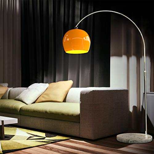 CCLIFE Lámpara de pie moderna Lamparas Mármol con interruptor de cable y pie,bombilla E27 de máximo 60w, Color:Naranja