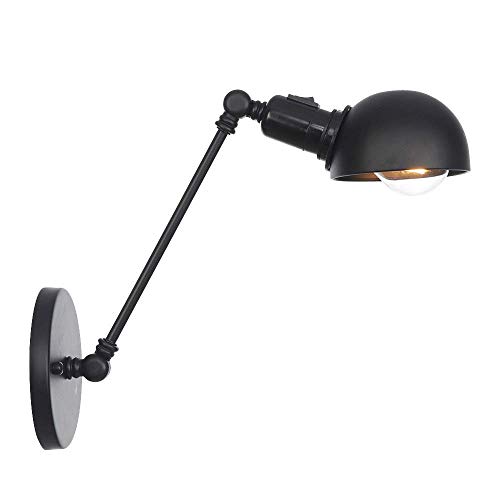 CHOUCHOU Apliques Pared Lámpara de Pared Luz Pescador Industrial Brillo Interior usando el Antiguo lámpara de Pared Negro/Un Interruptor de botón
