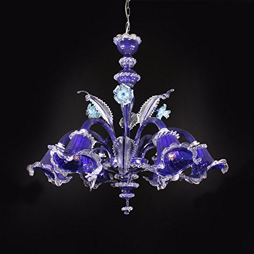 Clásica lámpara de araña de cristal de Murano con 6 luces