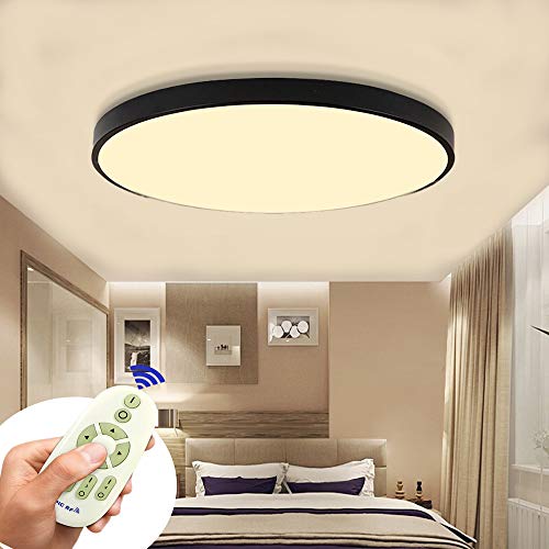 COOSNUG 60W Lámpara de techo LED moderna Luz de techo redonda regulable negra Pasillo Lámpara de sala de estar Dormitorio Cocina Lámpara de pared con ahorro de energía [Clase de energía A ++]