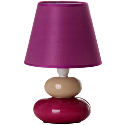dcasa - Lámpara para mesita de noche moderna lila-crema de cerámica