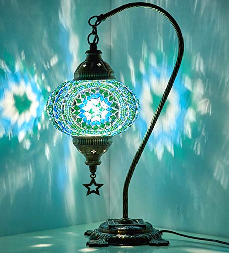 Demmex 2019 - Mesita de noche de estilo marroquí turco para uso en Estados Unidos, turquesa, verde azulado