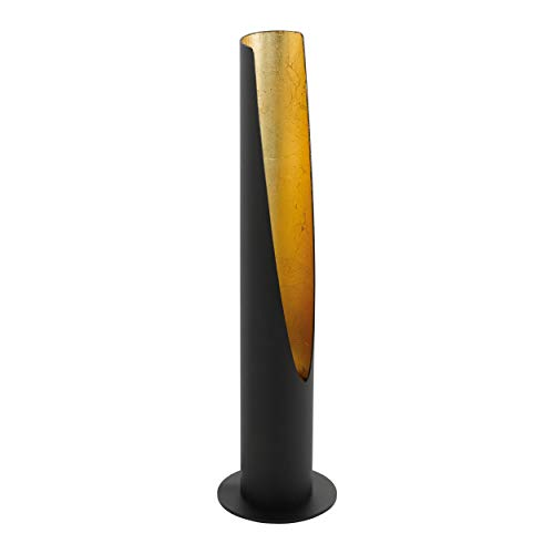EGLO Barbotto - Lámpara de mesa, 1 foco, lámpara de mesa de acero, color negro y dorado, casquillo GU10, incluye interruptor