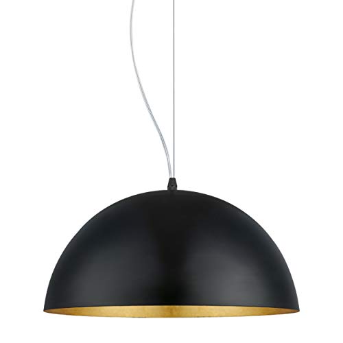 EGLO Lámpara colgante Gaetano 1, 1 foco, lámpara colgante de acero, color: negro y dorado, casquillo: E27, diámetro: 38 cm