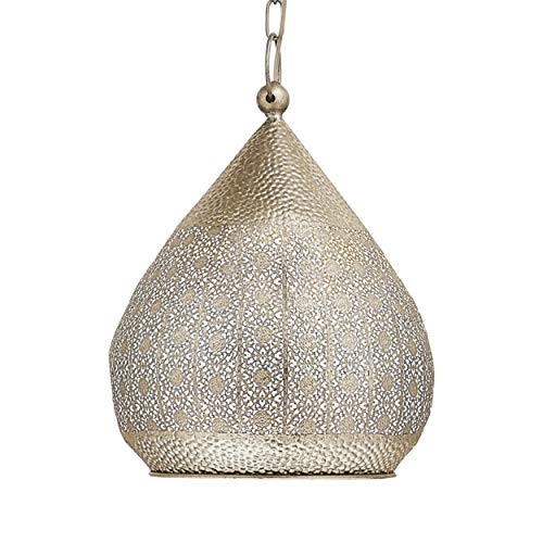 EGLO Lámpara colgante Melilla, 1 foco, vintage, oriental, marroquí, lámpara de techo de acero en oro, lámpara de comedor, lámpara colgante con casquillo E27, diámetro de 33 cm