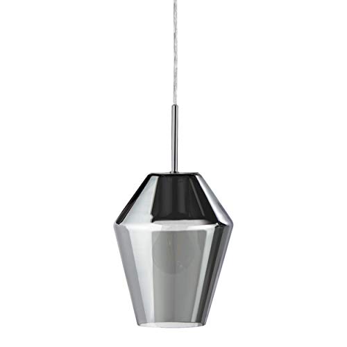 Eglo Murmillo - Lámpara de techo colgante de acero cromado y cristal en negro transparente, lámpara de mesa de comedor colgante con casquillo E27