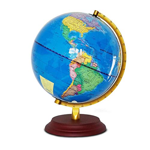 El Globo del Mundo Educativo Iluminado para niños con Soporte de Madera Pure English Luminous Globe 25cm Lámpara de Escritorio LED de enseñanza Decoración para Estudiantes de Oficina de Secundaria o