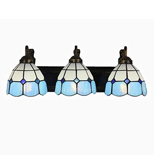 EODUDO-lights Lámparas Colgantes 3 Luces de Soporte de 8 Pulgadas de luz, lámpara de Pared de Vidrio de Color for decoración Estilo mediterráneo Pantalla de lámpara Hecha a Mano (Color : Blue)