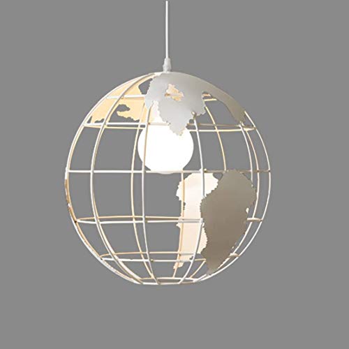 Globe Map Lampshade Lámpara colgante vintage Bola redonda Lámpara colgante Lámpara de techo E27 Luces de techo para el hogar Restaurante Dormitorio Oficina (Blanco, 20CM)