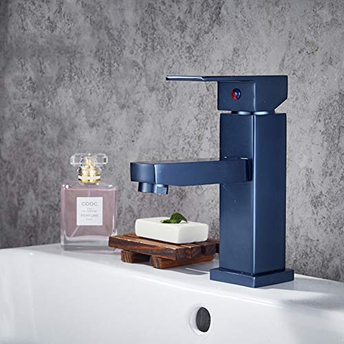 Grifos de lavabo YHSGY Negro/Oro Rosa/Color Azul Grifo Monomando Lavabo Agua Fría Y Caliente Grifo De Baño Estilo De La Moda Grifos Mezclador